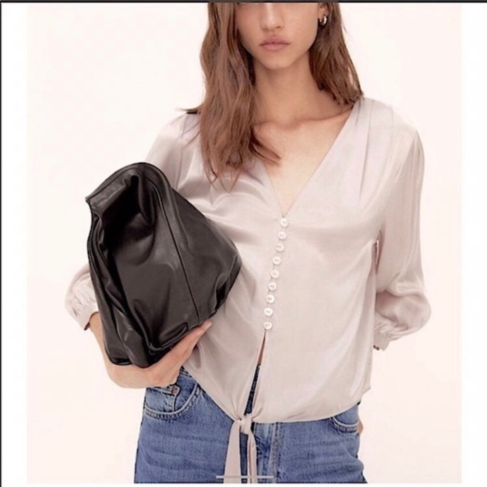 ZARA knotted satin-effect blouse
